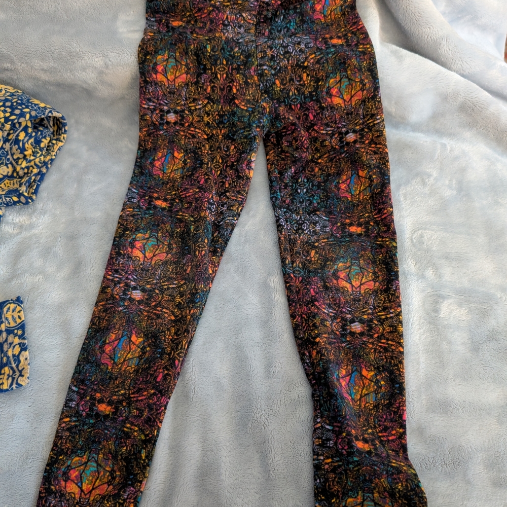 LuLaRoe Colorful Patterned Leggings 2 Pair Kids S/M